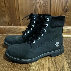 Timberland Black Boots Winter Combat Trendy Women’s Size 10 Velvet Shoelaces